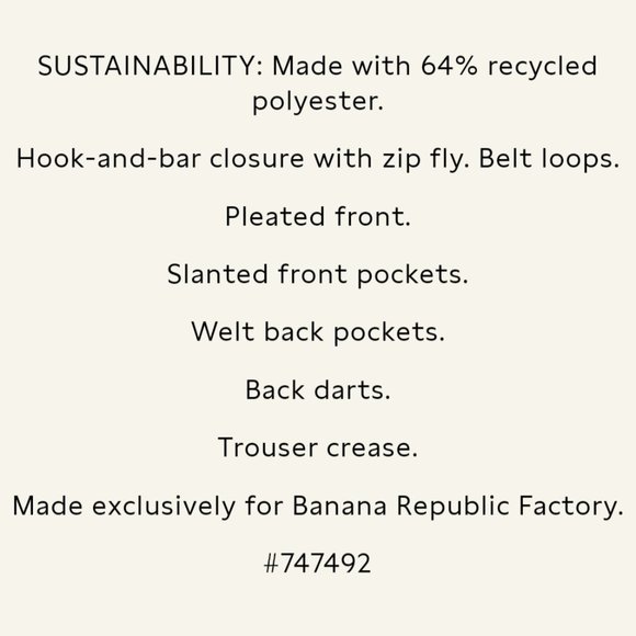 Banana Republic flannel wide leg trousers 2p Dark gray NWT - Picture 3 of 4